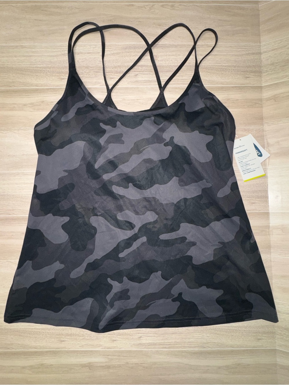 Old Navy Black & Gray Camo Strappy Tank